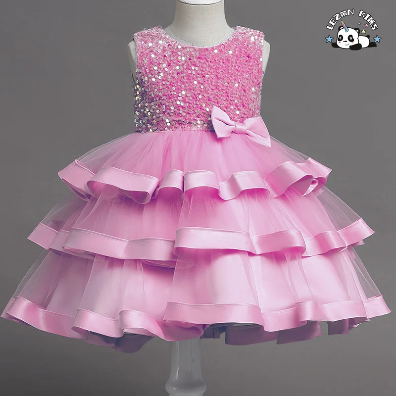 LEZONKIDS - Vestido de Criança Estilo Europeu para Meninas, Vestidos de Noiva para Crianças, Tutus para Festa de Aniversário para Meninas sem Manga